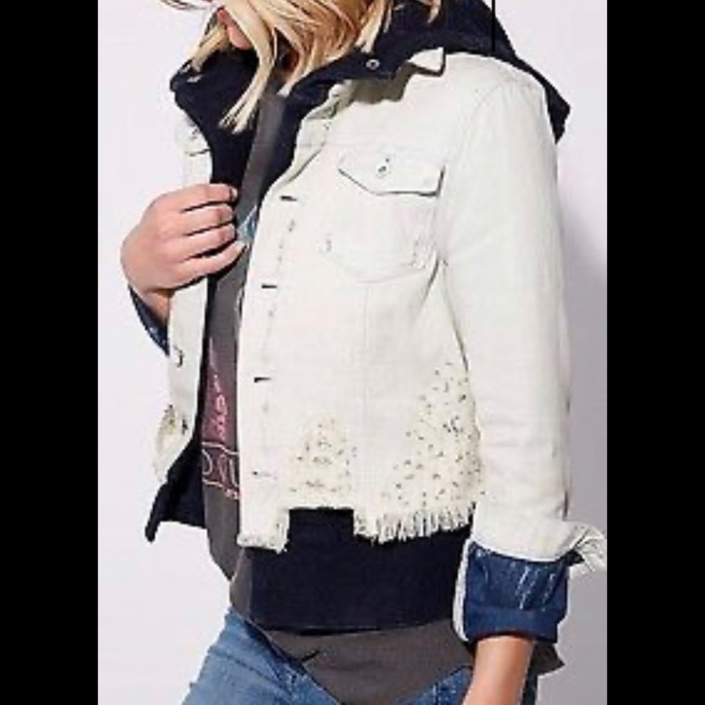 Free People Distressed Denim Jacket